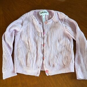 Molo Girls Light Pink Ribbed Button Cardigan